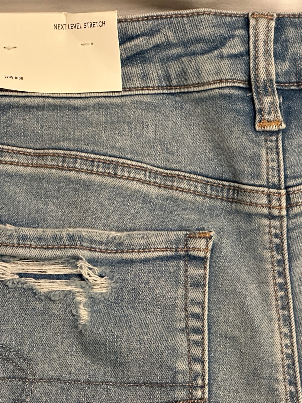 American Eagle Outfitters Light Blue Distressed Denim Shortie - Picture 3 of 7